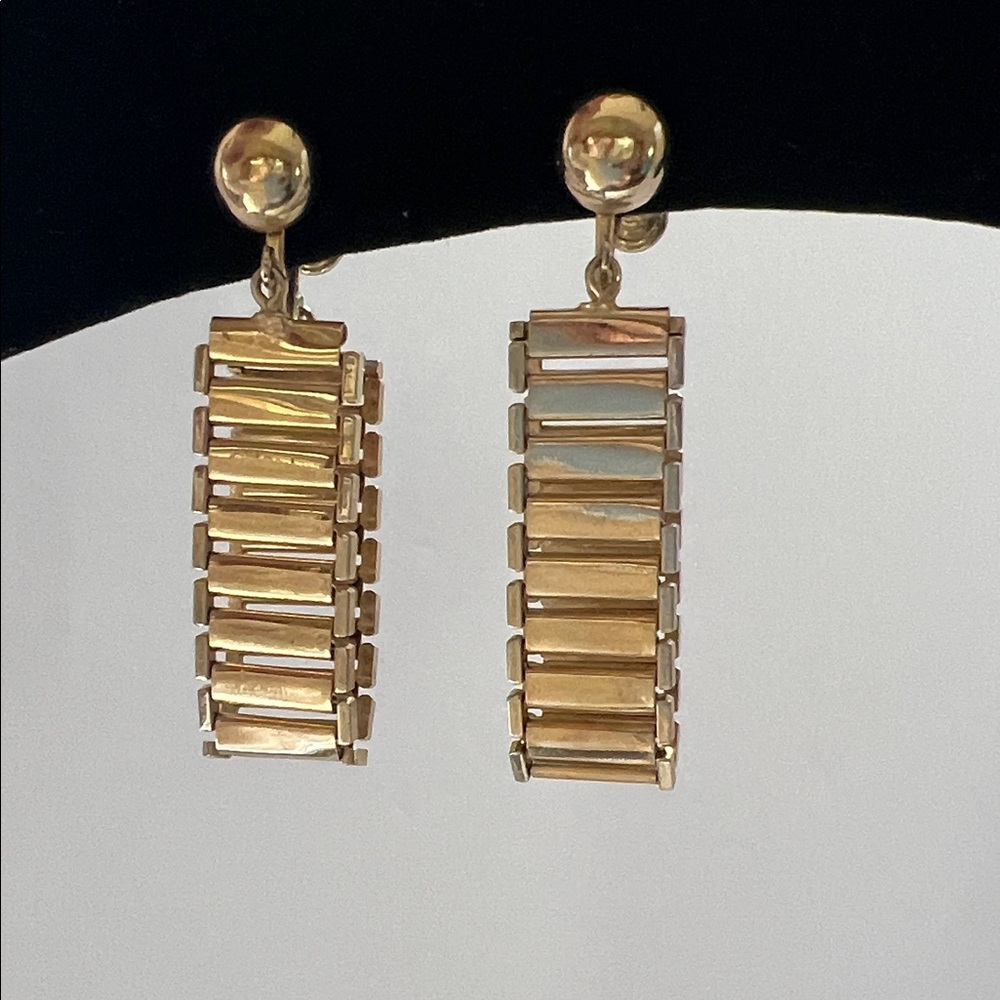 Vintage Watch Link Gold Drop Earrings